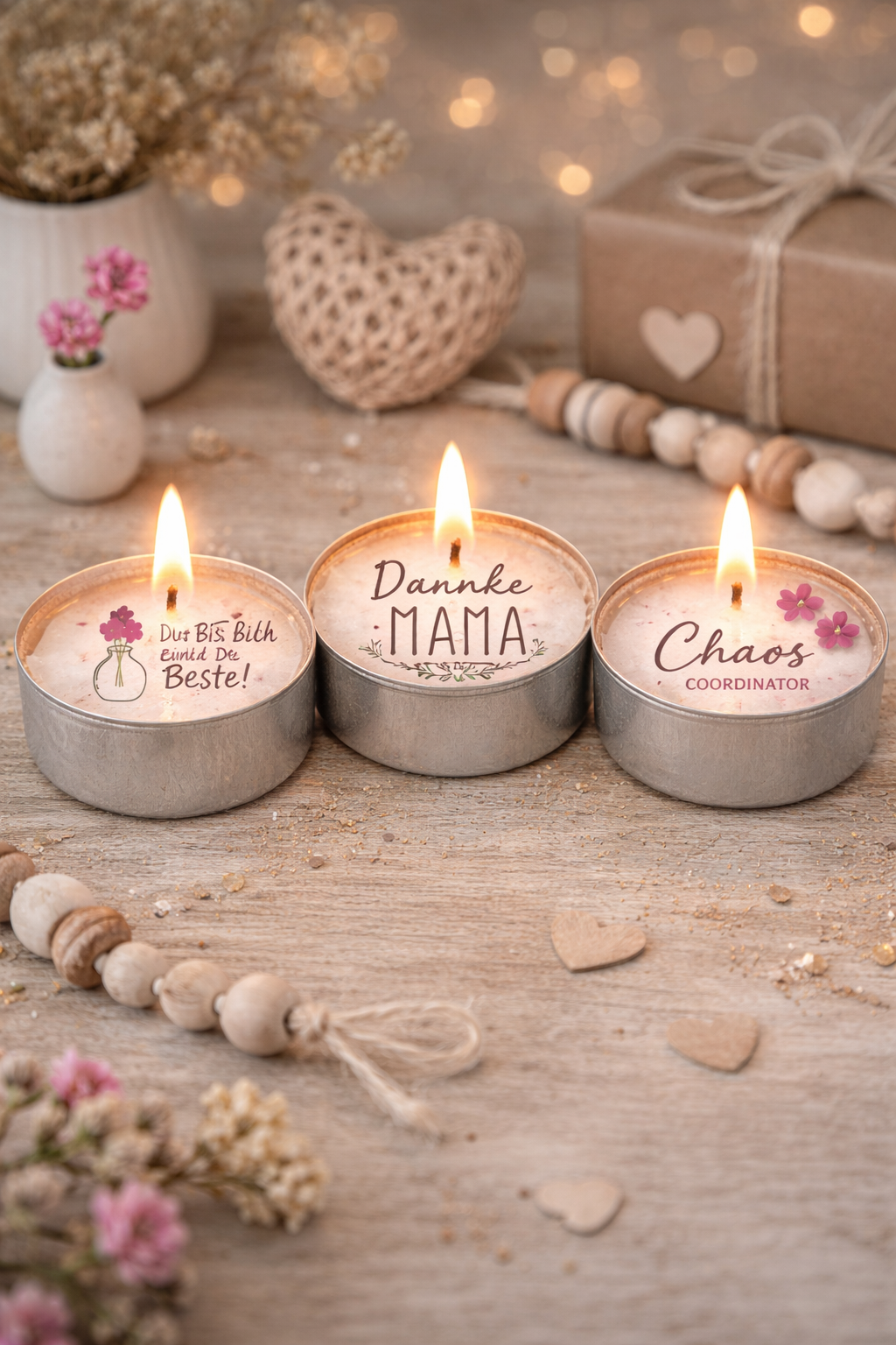 PDF Vorlage Teelichtbotschaften "beste Mama"