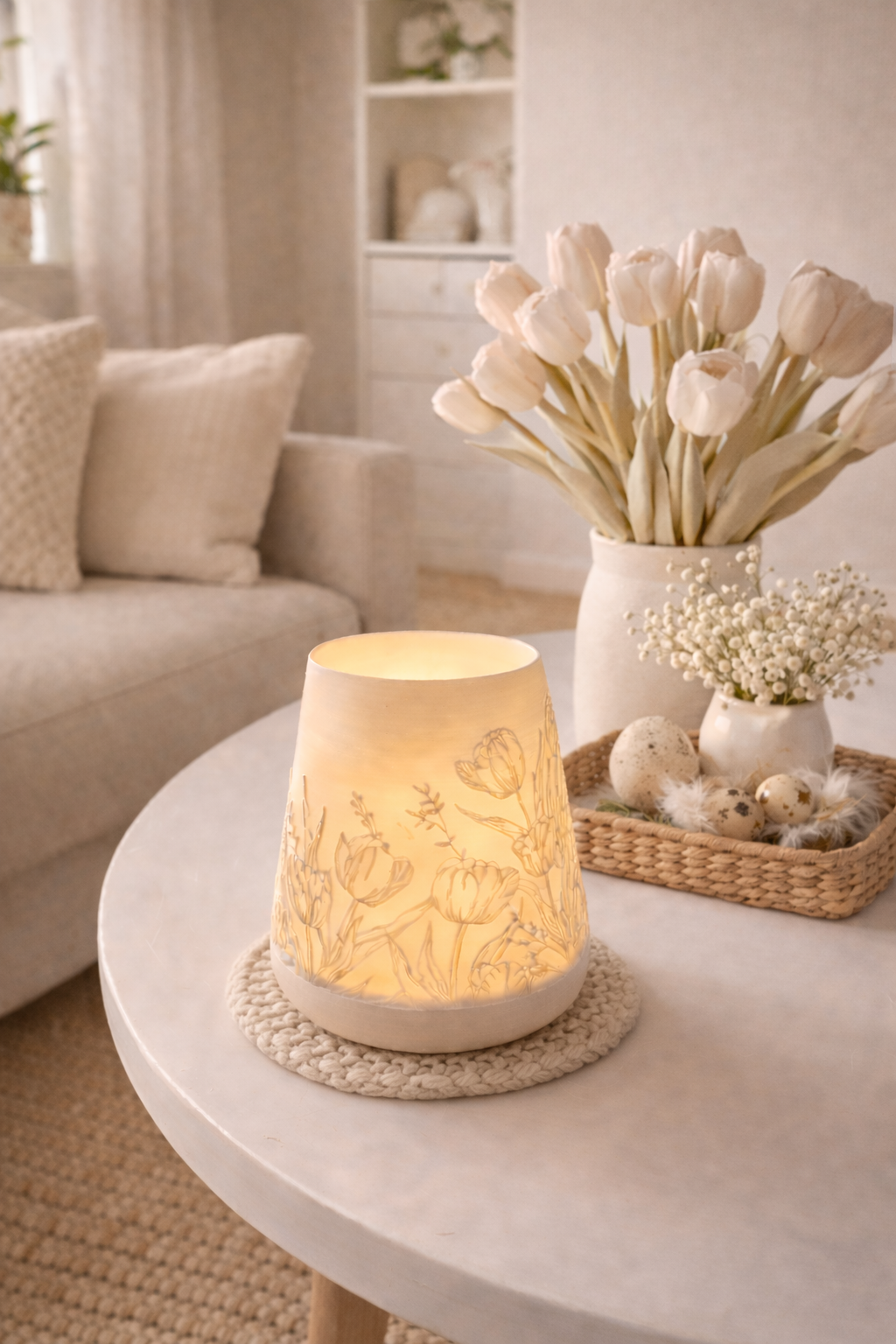 Windlicht - Tulpenmuster