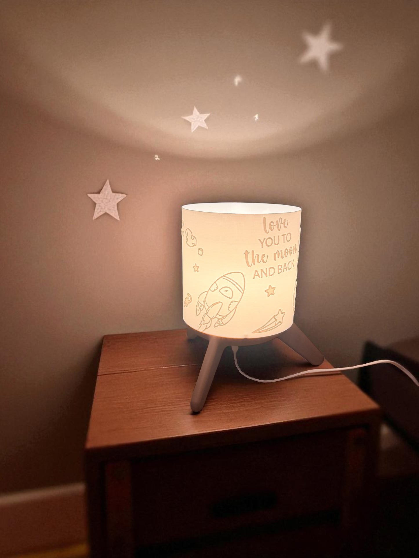 3D-Druckdatei - Nachtlicht - für LED Lampenfassung mit Sockel - love you to the moon an back