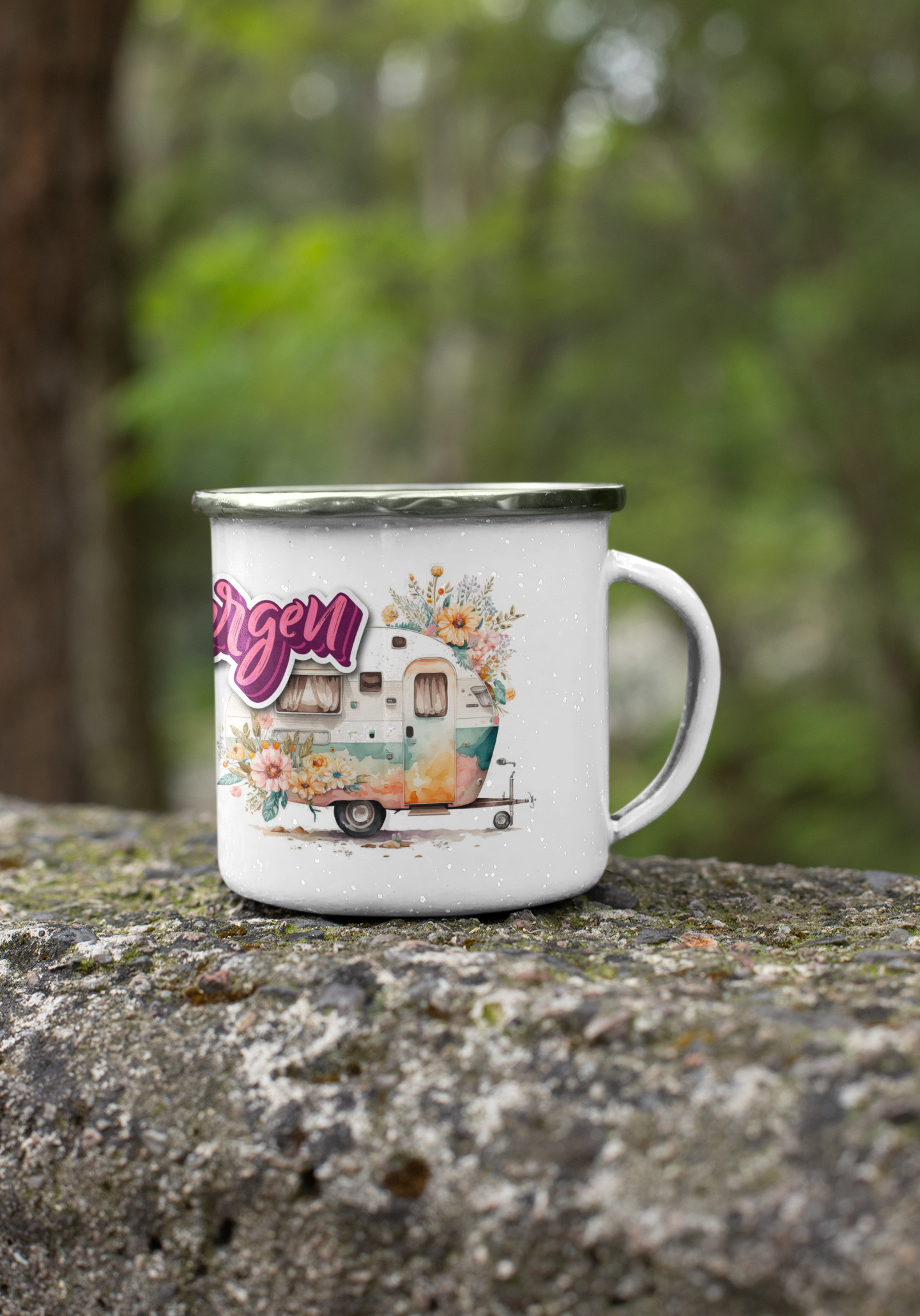 "Guten Morgen" personalisiert Emailletasse