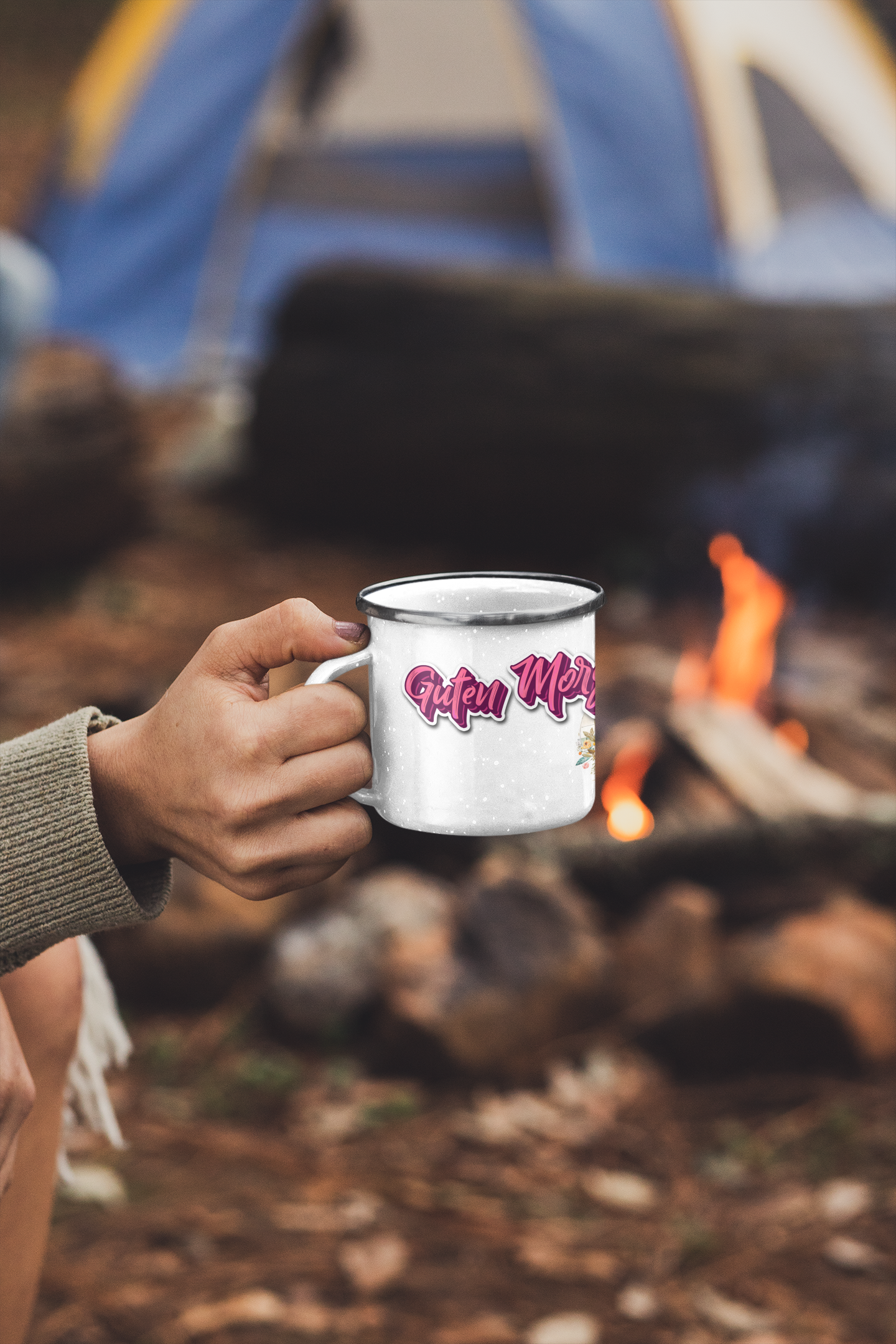 "Guten Morgen" personalisiert Emailletasse