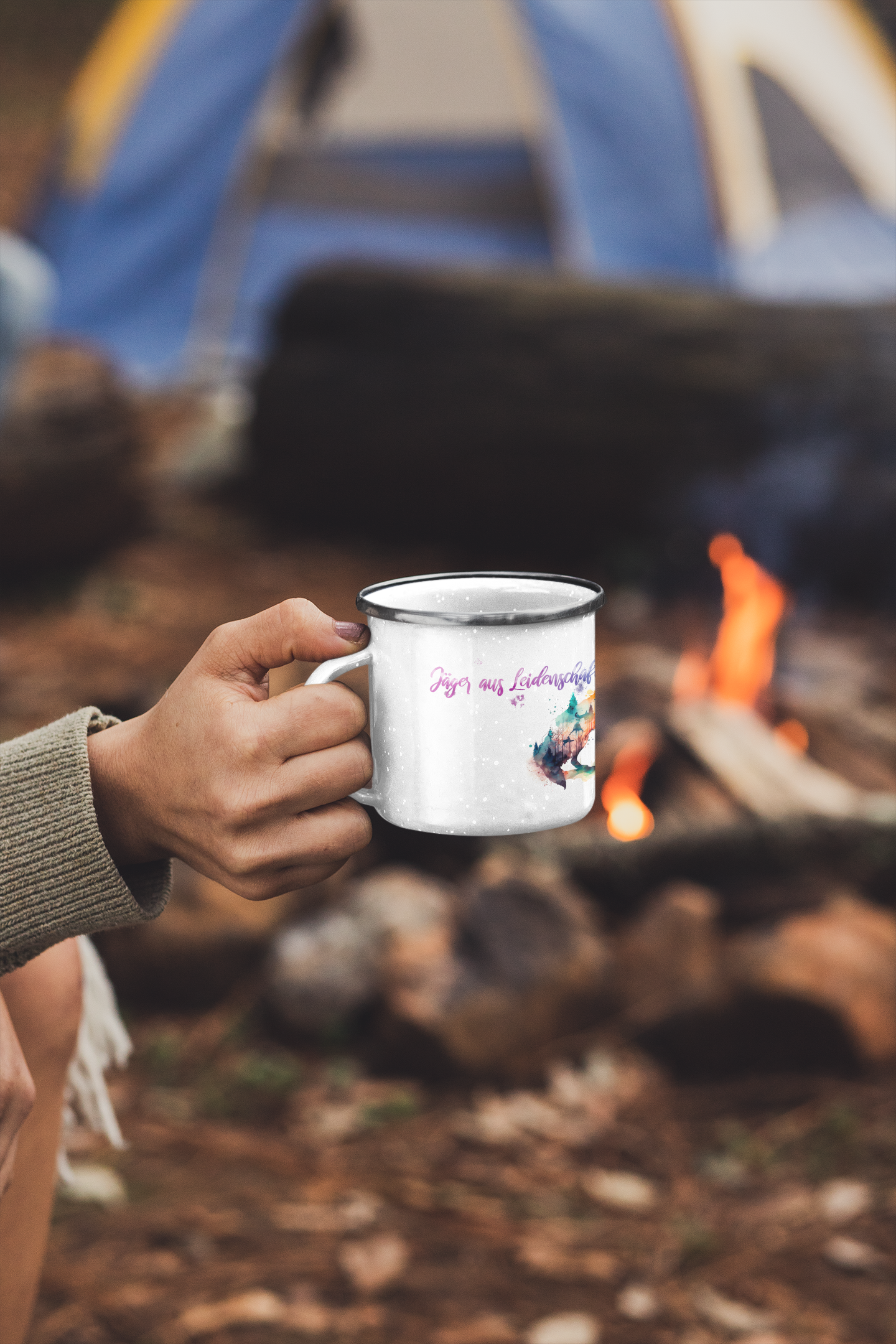 "Jäger aus Leidenschaft" Tasse aus Emaille