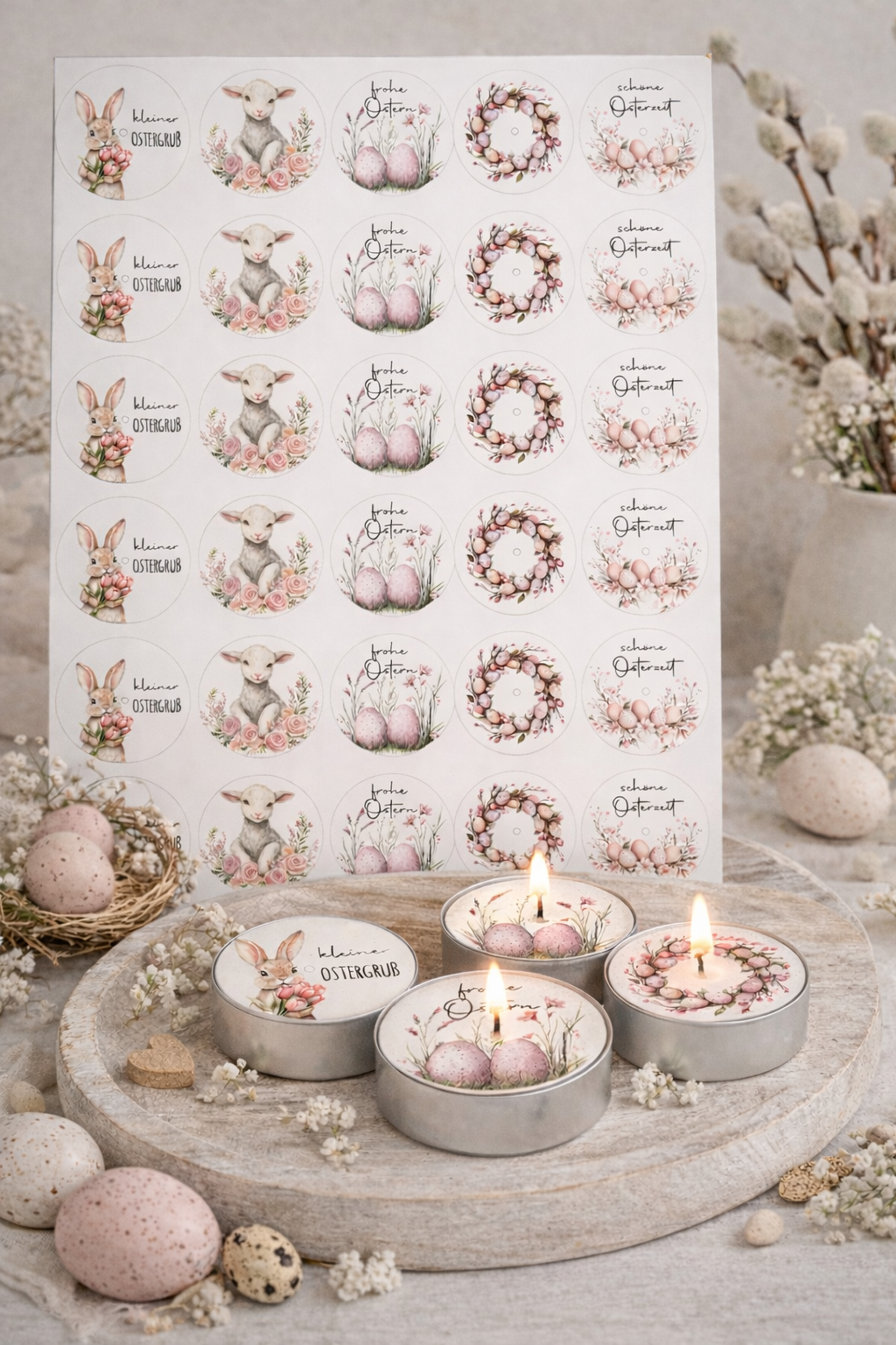 PDF Vorlage Teelichtbotschaften "Ostern"