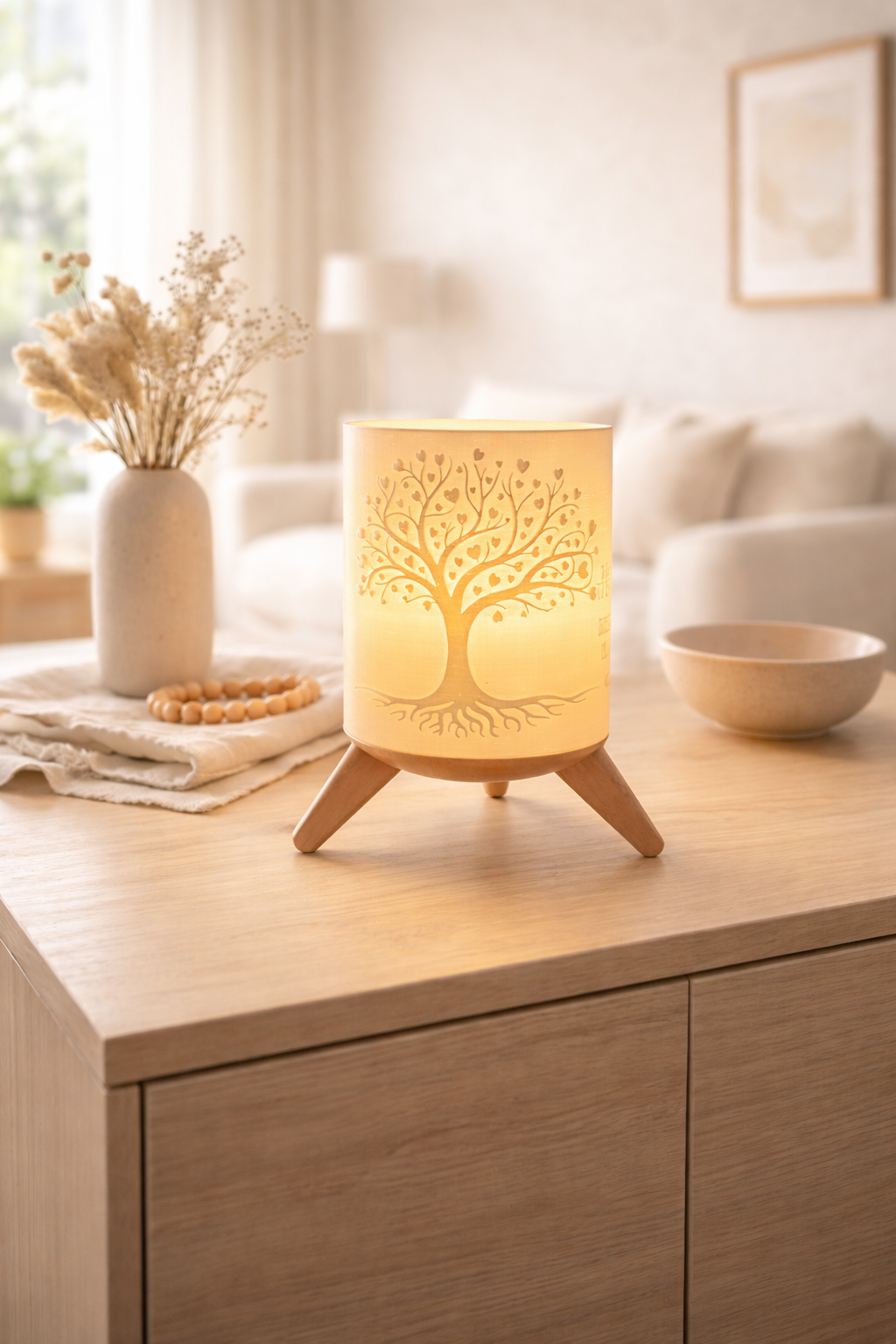 3D-Druckdatei - Deko Lampe Baum Familie - für LED Lampenfassung - inklusive Sockel