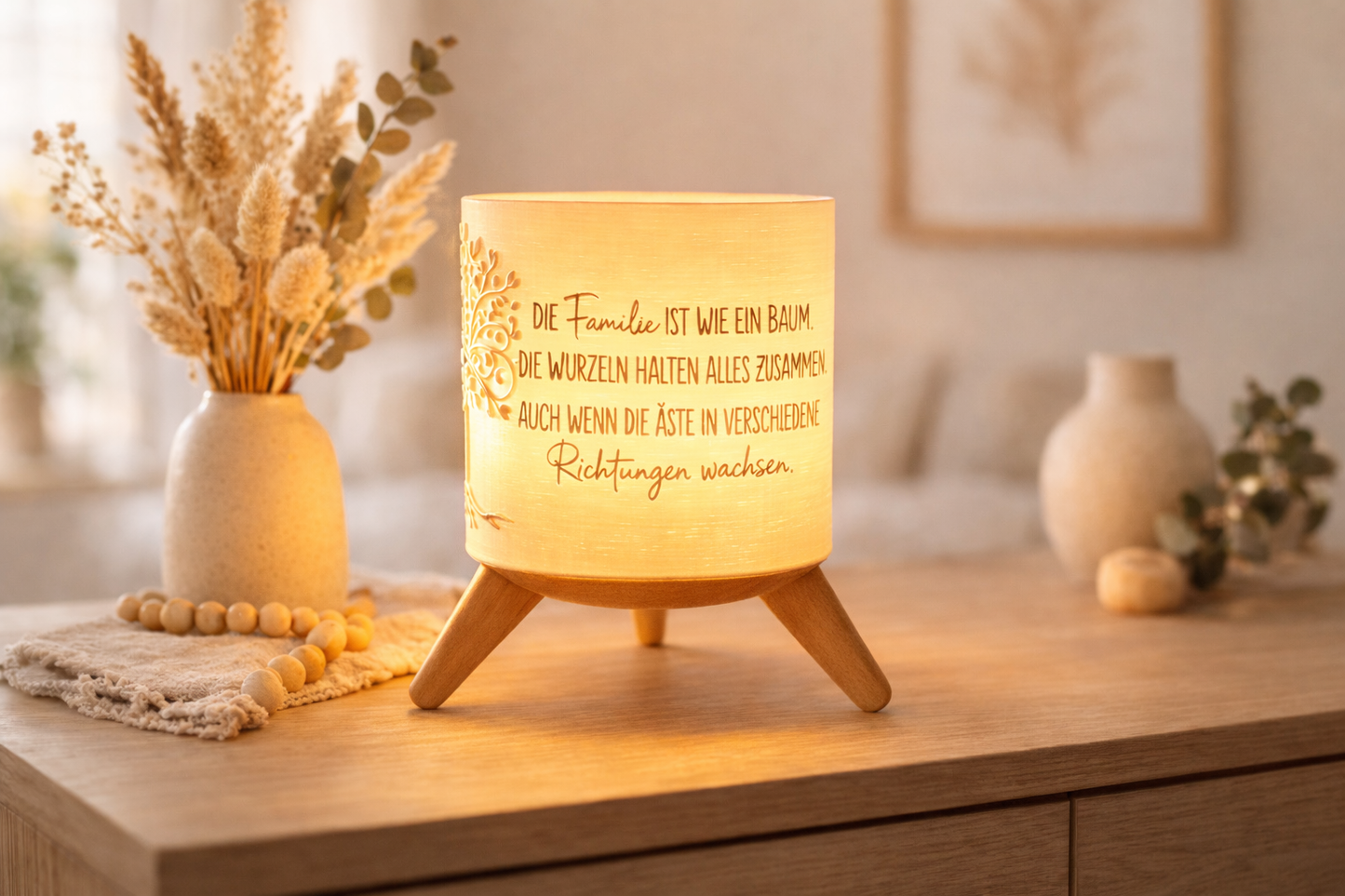 3D-Druckdatei - Deko Lampe Baum Familie - für LED Lampenfassung - inklusive Sockel