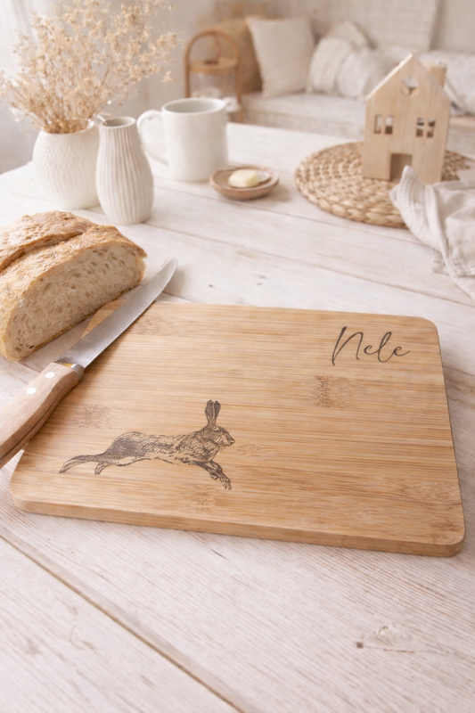 Frühstücksbrett aus Bambus Hase
