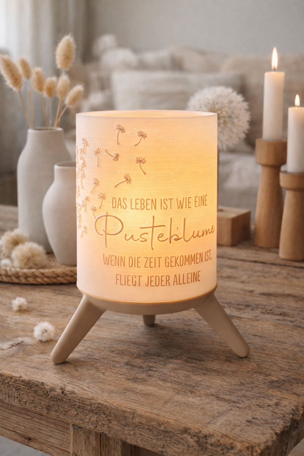 3D-Druckdatei - Nachtlicht - für LED Lampenfassung mit Sockel - Pusteblume Trauer