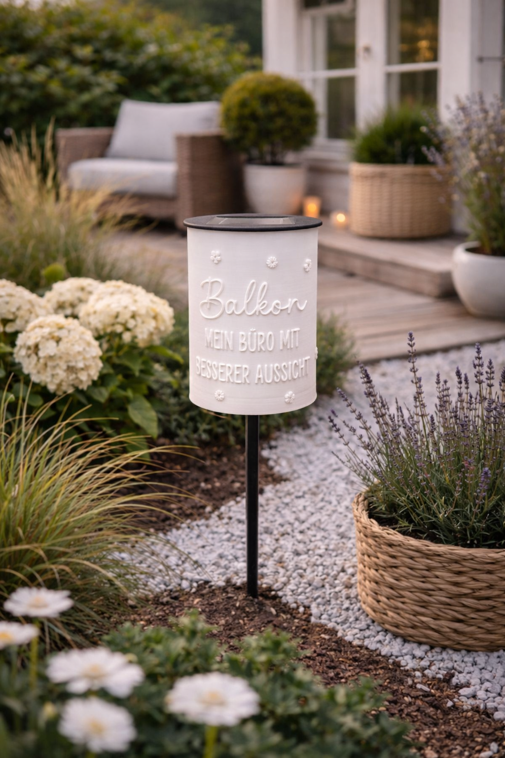 3D-Druckdatei - Windlicht - Balkon mein Büro mit besserer Aussicht  - STL + 3MF - Deko  Solarlampe - Garten - LED-Licht