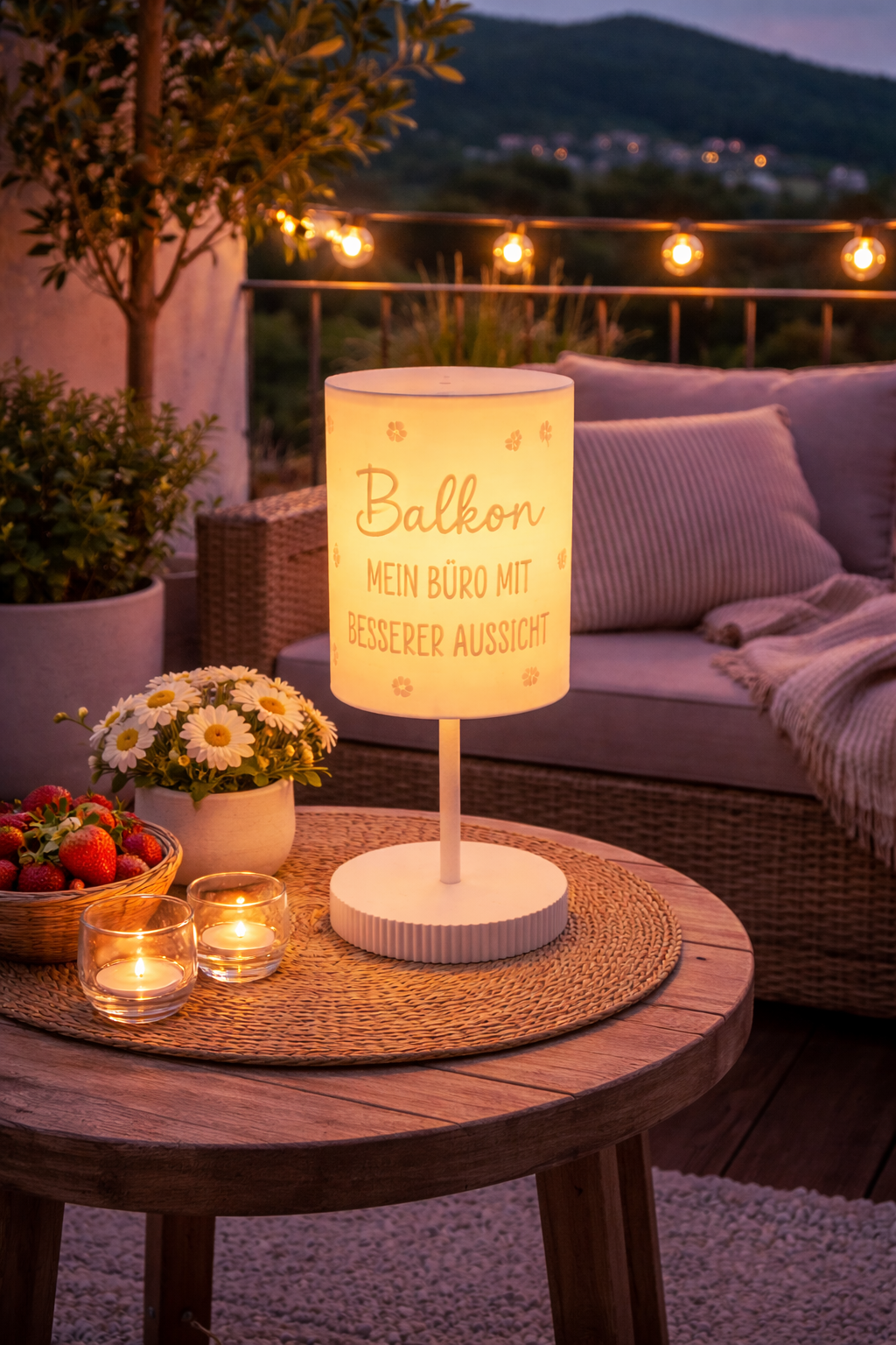 3D-Druckdatei - Windlicht - Balkon mein Büro mit besserer Aussicht  - STL + 3MF - Deko  Solarlampe - Garten - LED-Licht