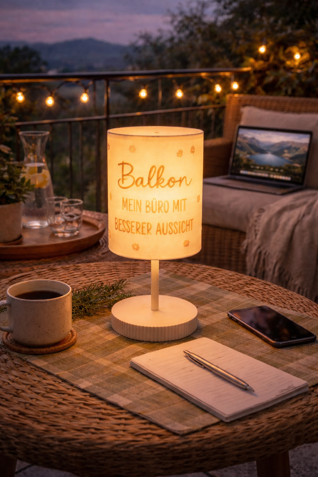 3D-Druckdatei - Windlicht - Balkon mein Büro mit besserer Aussicht  - STL + 3MF - Deko  Solarlampe - Garten - LED-Licht
