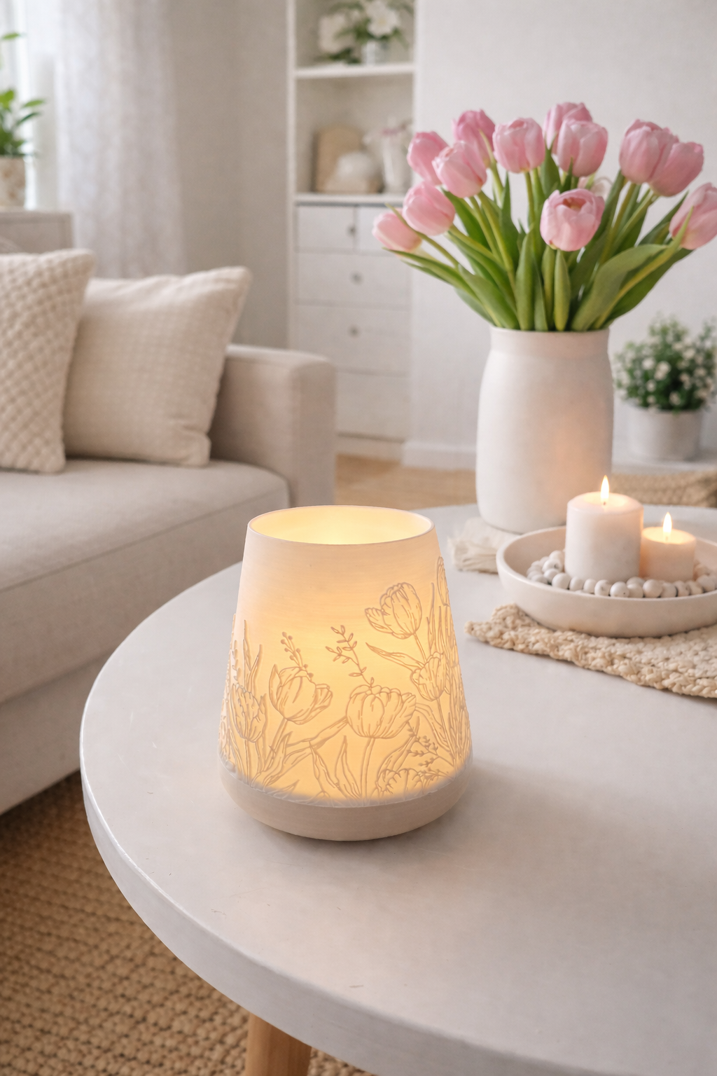 Windlicht - Tulpenmuster