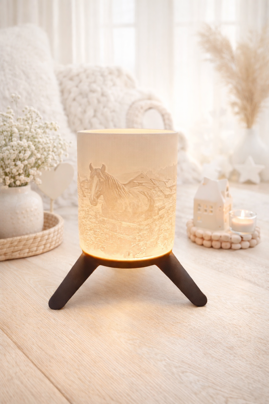 3D-Druckdatei - Nachtlicht - für LED Lampenfassung mit Sockel - Pferde