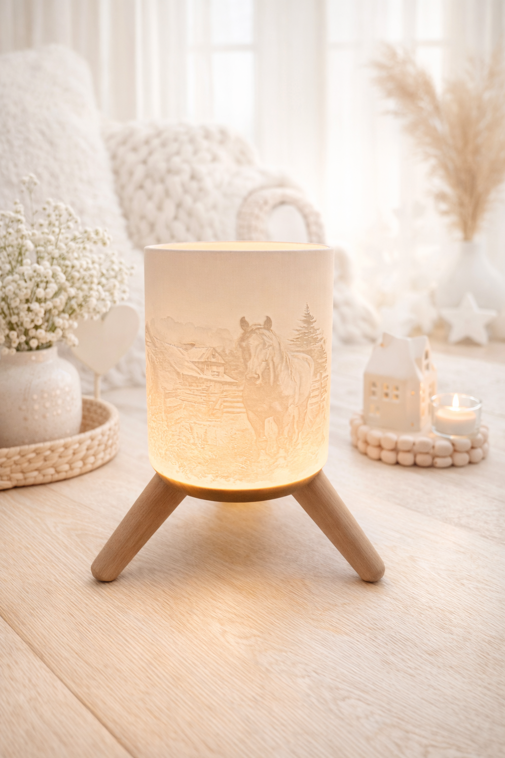 3D-Druckdatei - Nachtlicht - für LED Lampenfassung mit Sockel - Pferde