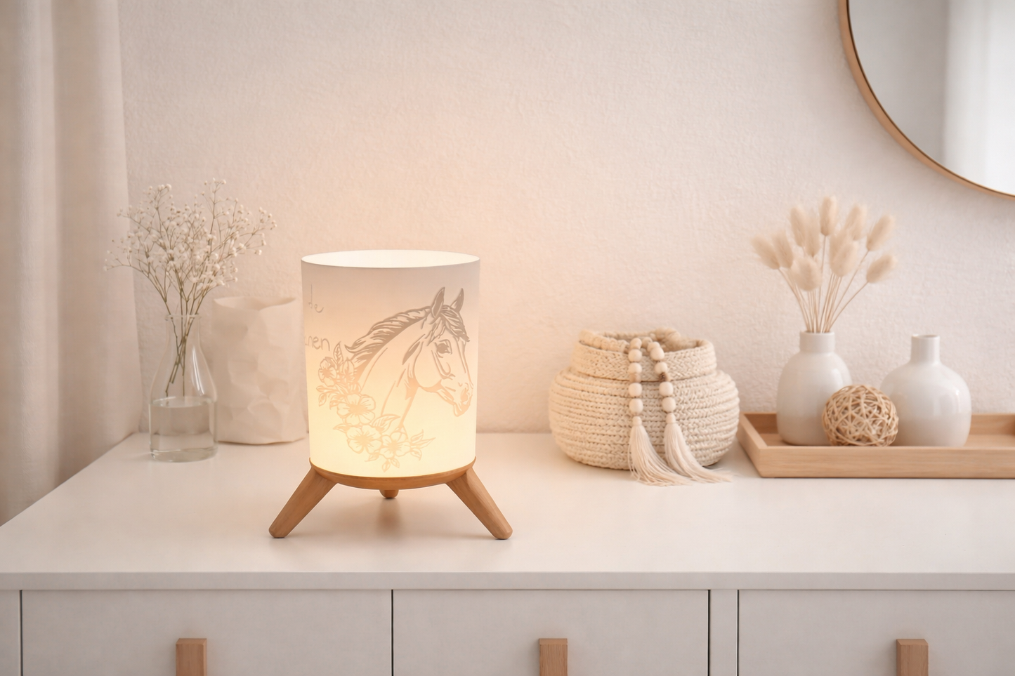 3D-Druckdatei - Nachtlicht - für LED Lampenfassung mit Sockel - Pferdemädchen