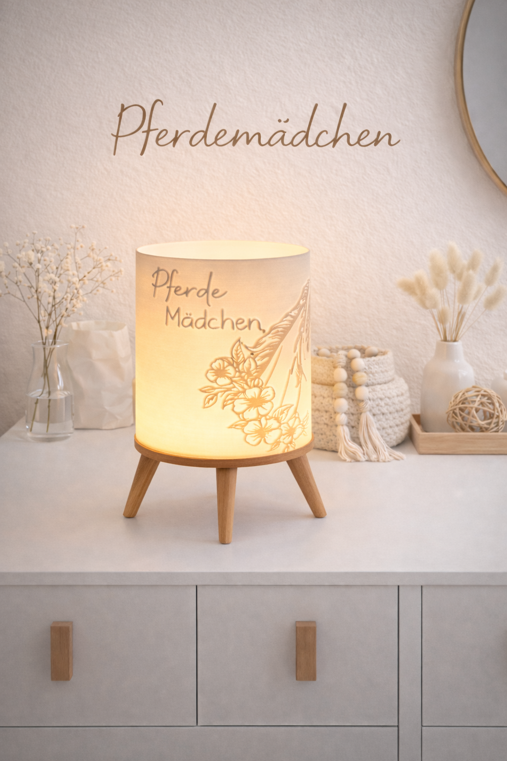 3D-Druckdatei - Nachtlicht - für LED Lampenfassung mit Sockel - Pferdemädchen