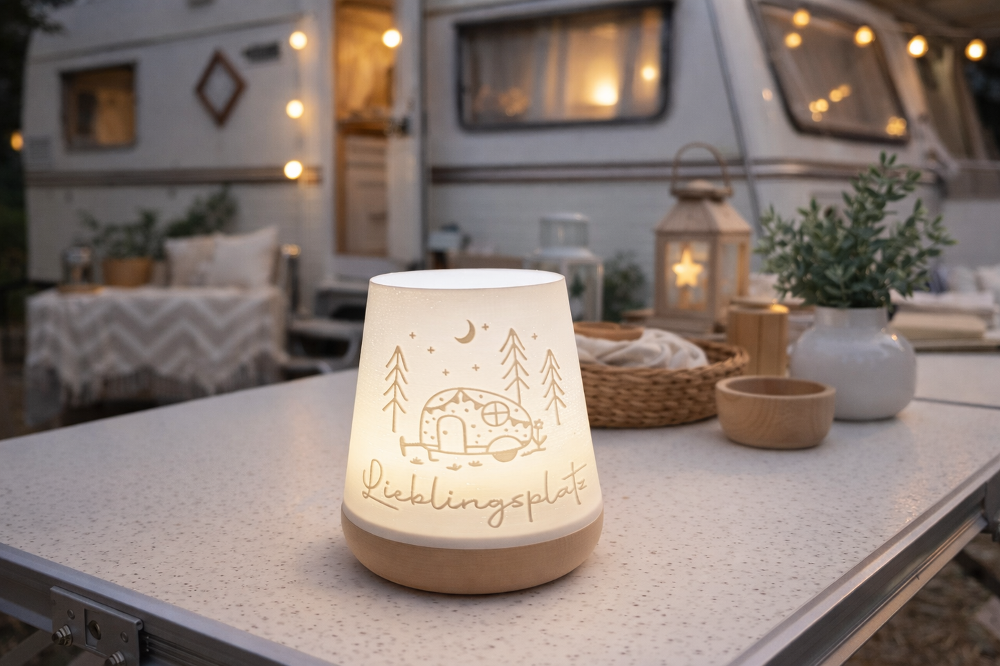 3D-Druckdatei - Windlicht - Lieblingsplatz Wohnwagen