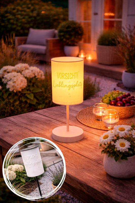 3D-Druckdatei - Windlicht - Vorsicht Lieblingsplatz - STL + 3MF - Deko  Solarlampe - Garten - LED-Licht