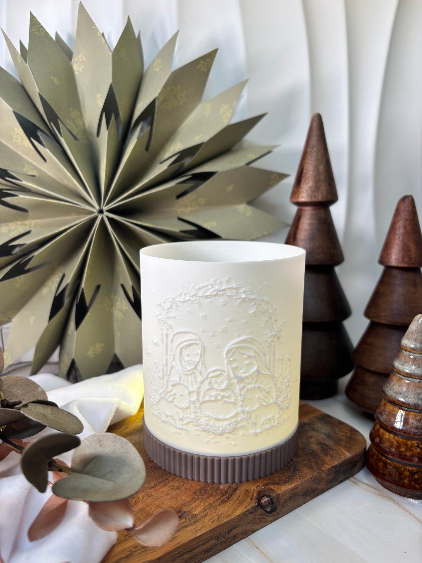 3D-Druckdatei - Windlicht - Weihnachtskrippe Familie