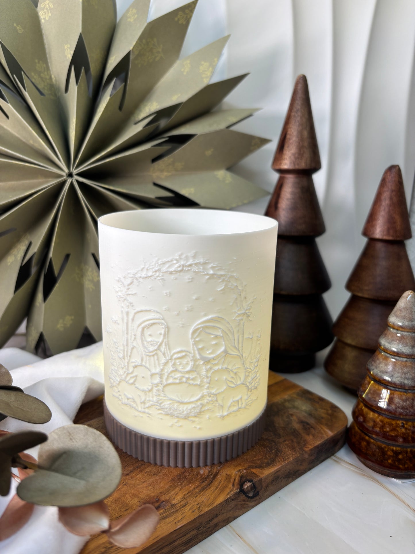 3D-Druckdatei - Windlicht - Weihnachtskrippe Familie