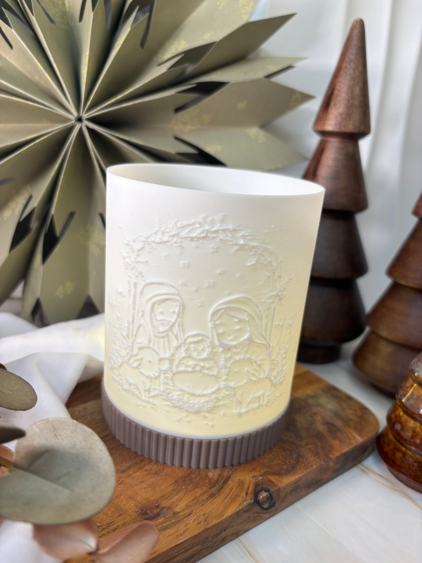 3D-Druckdatei - Windlicht - Weihnachtskrippe Familie