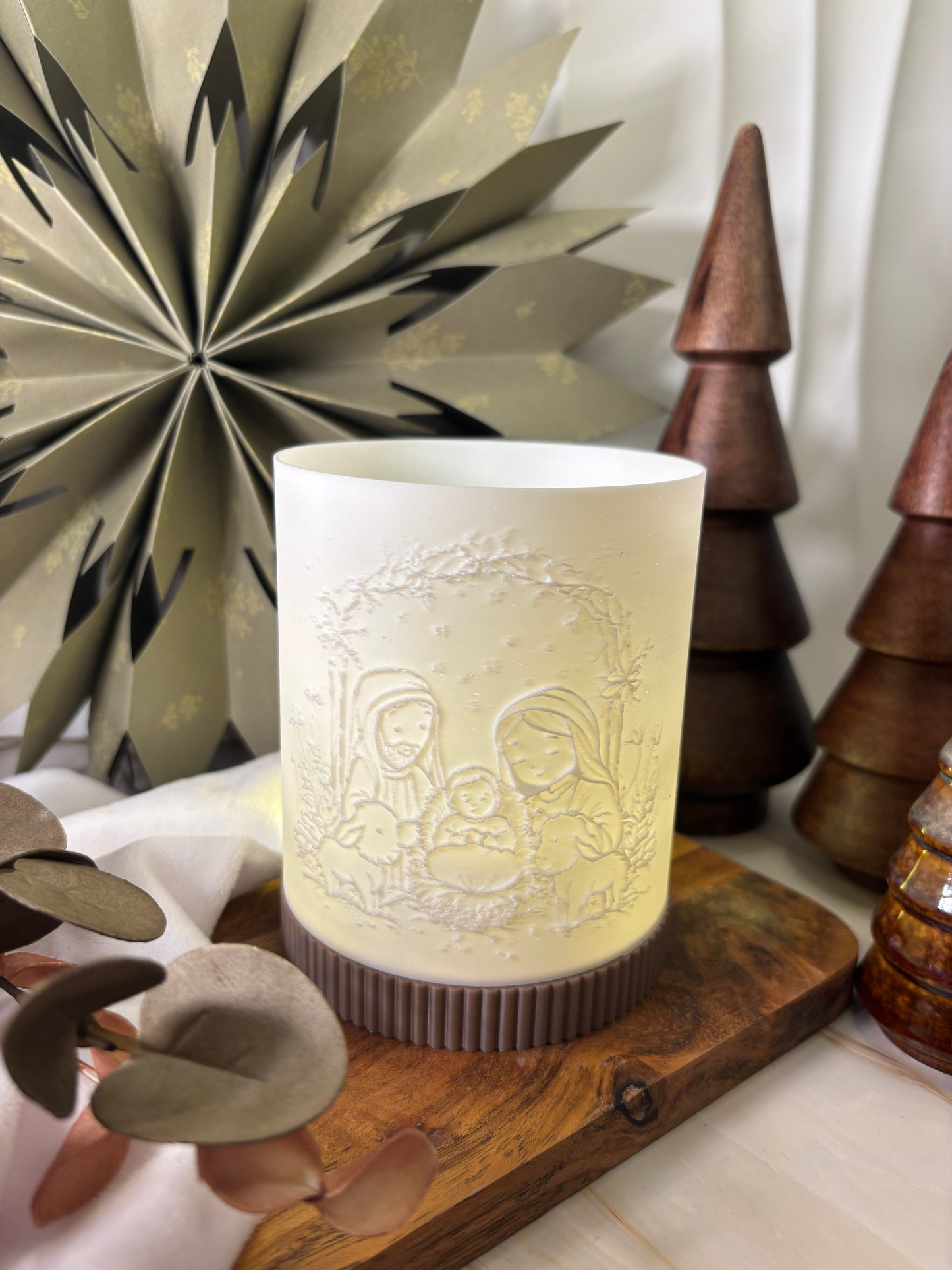 3D-Druckdatei - Windlicht - Weihnachtskrippe Familie