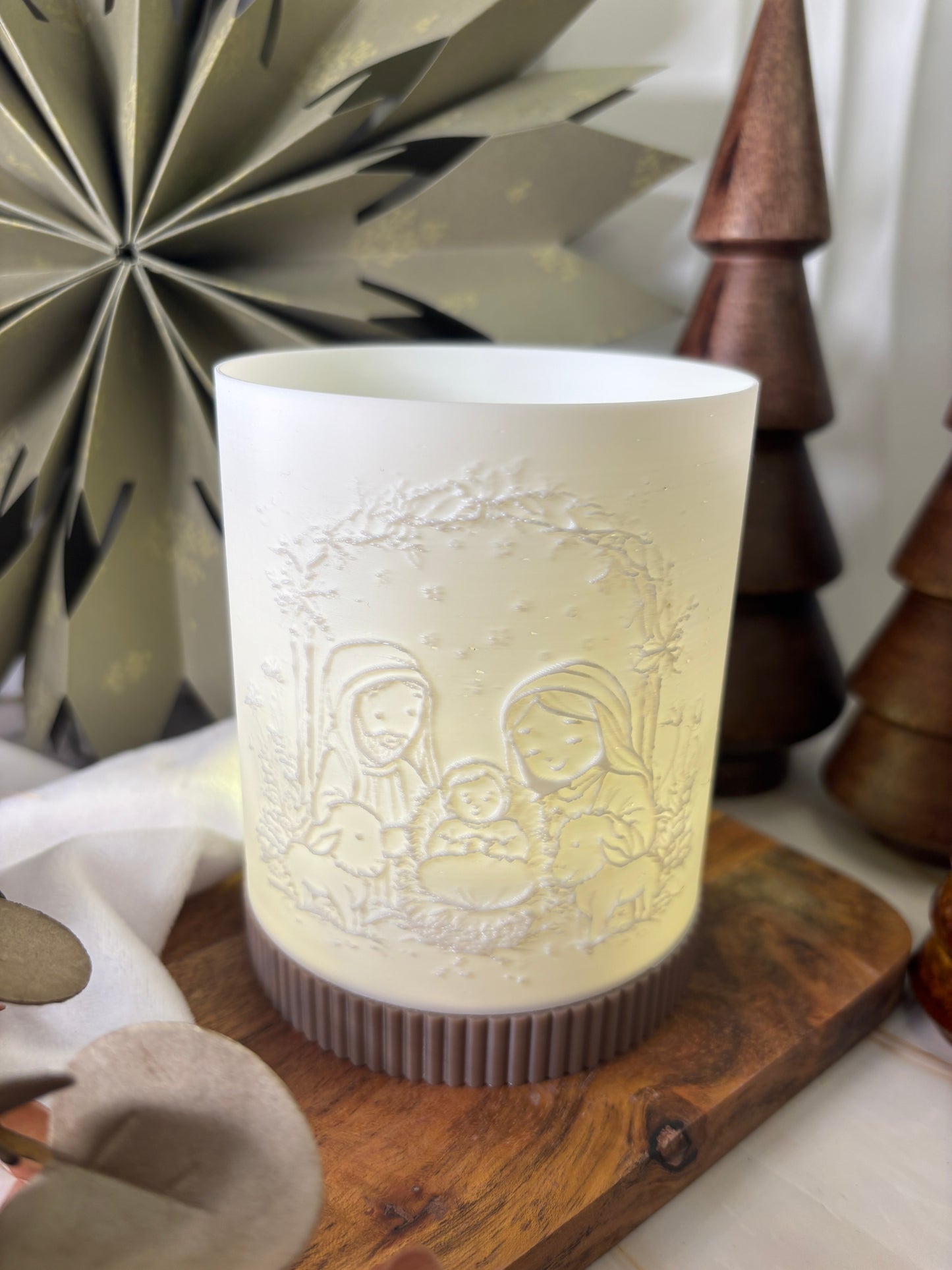 3D-Druckdatei - Windlicht - Weihnachtskrippe Familie