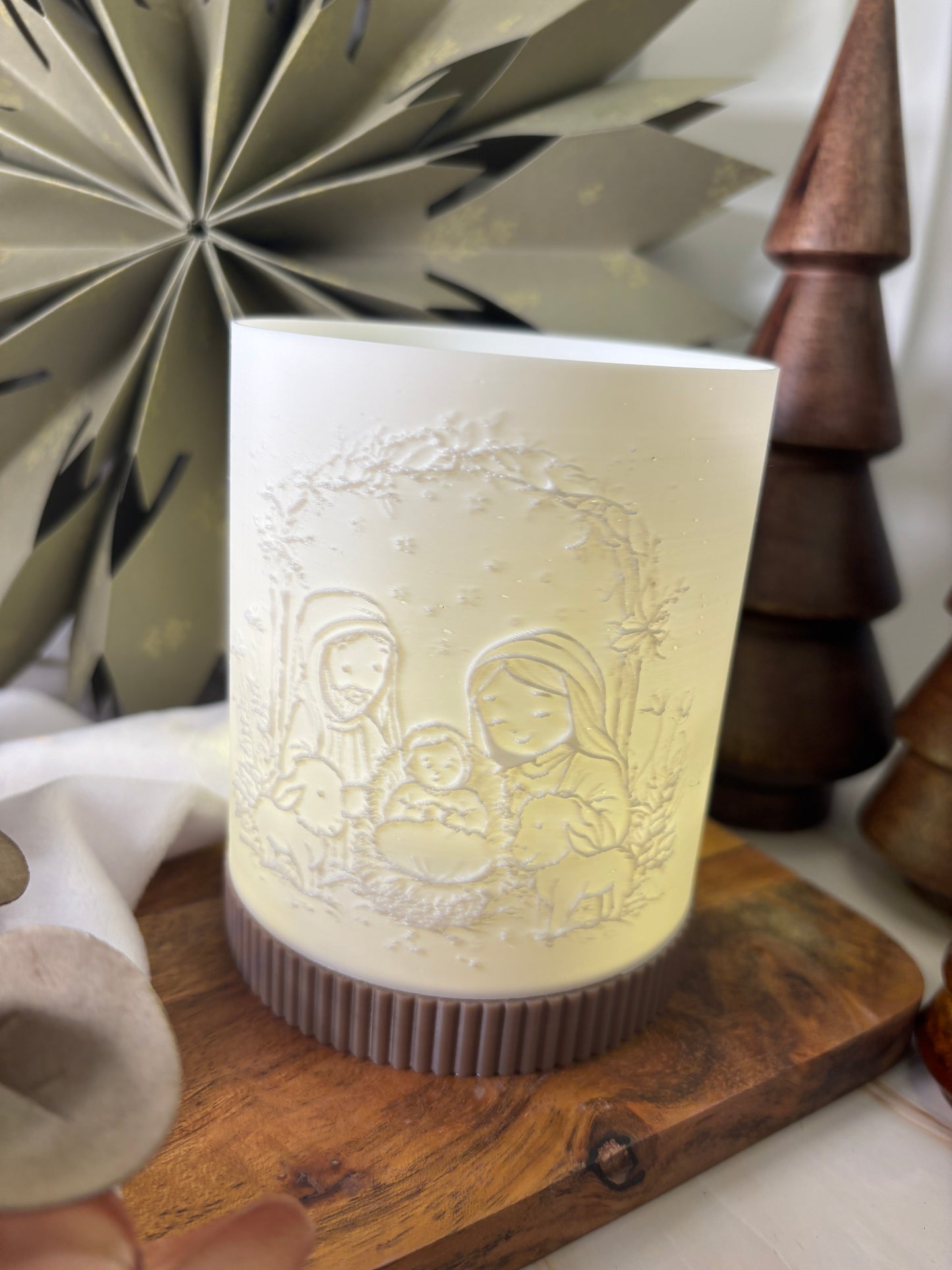 3D-Druckdatei - Windlicht - Weihnachtskrippe Familie