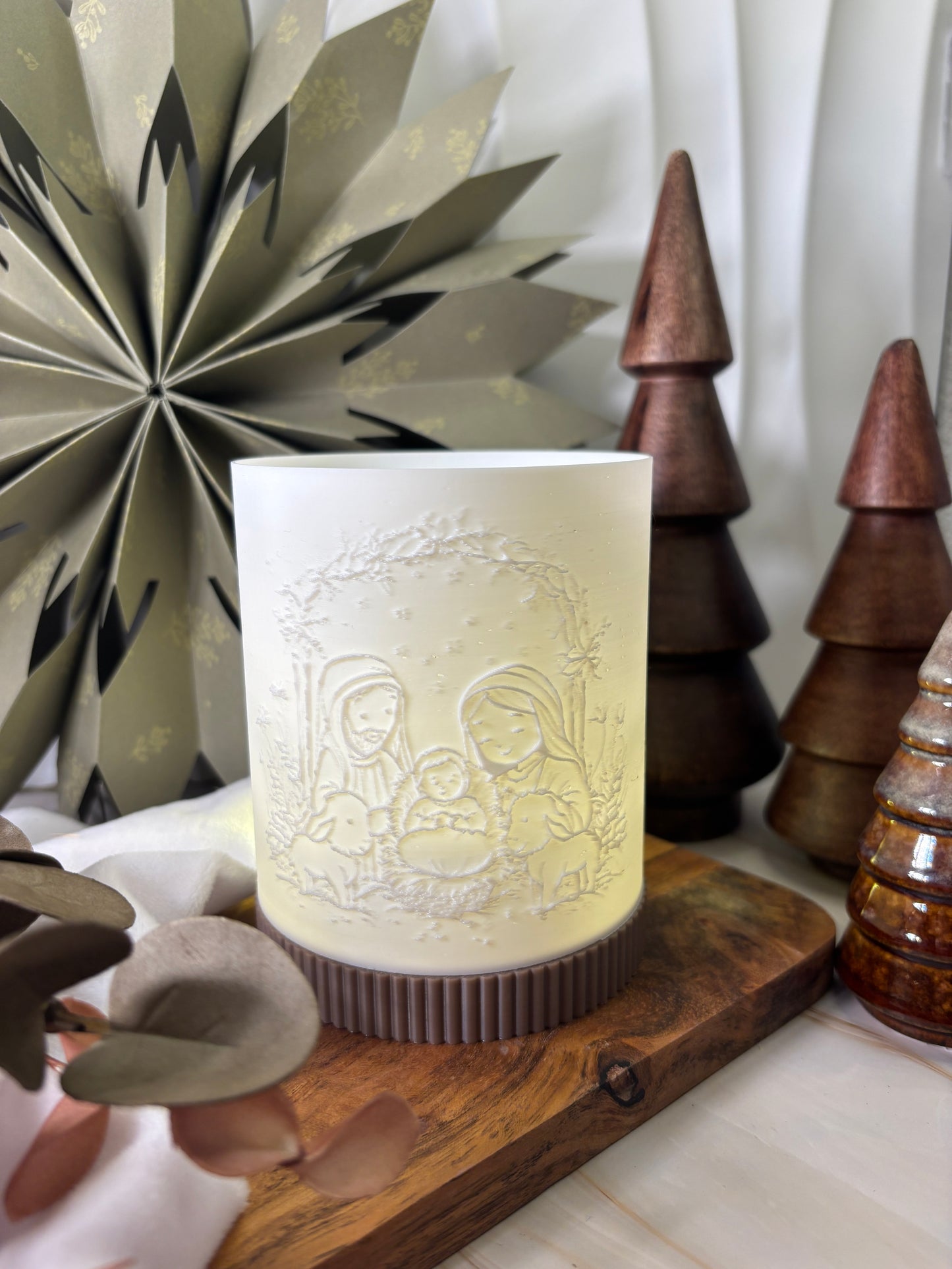 3D-Druckdatei - Windlicht - Weihnachtskrippe Familie