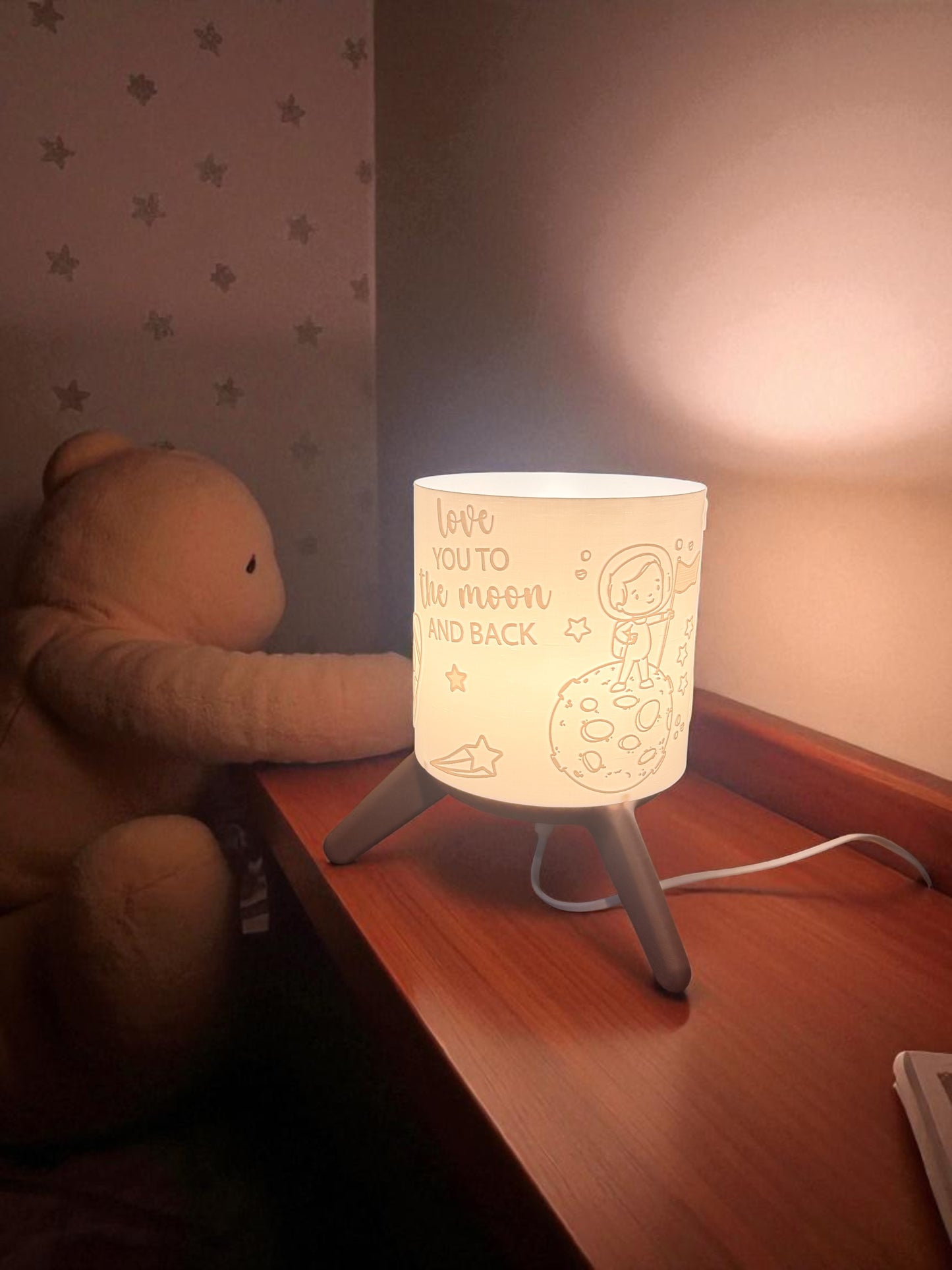 3D-Druckdatei - Nachtlicht - für LED Lampenfassung mit Sockel - love you to the moon an back