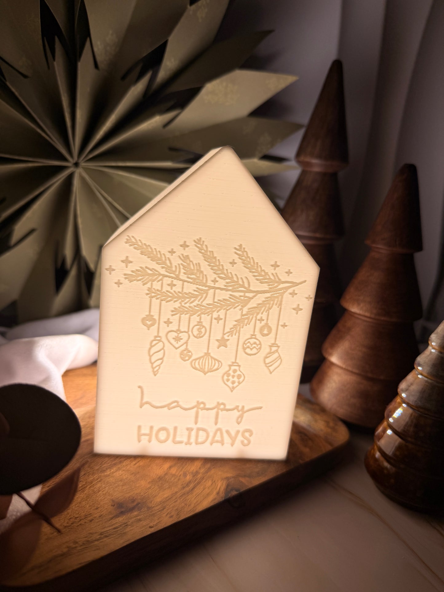 3D-Druckdatei - Teelichthaus - happy holidays