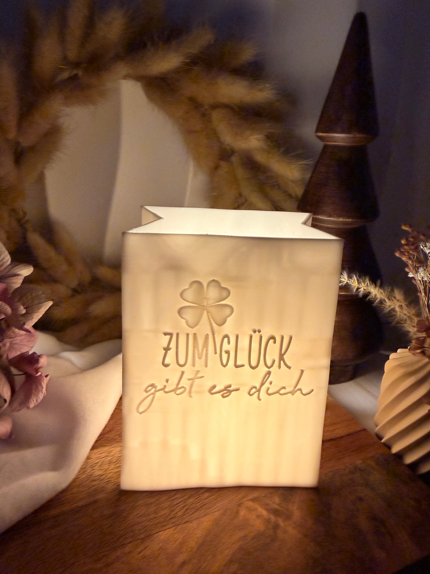 3D-Druckdatei - Windlicht - Papiertüte - zum Glück