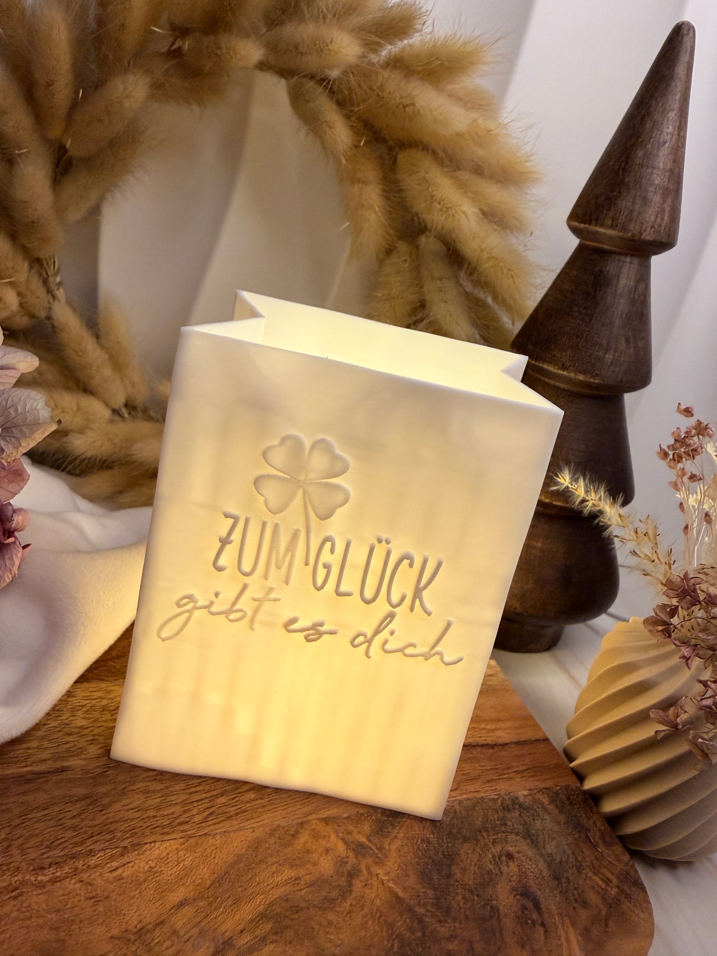 3D-Druckdatei - Windlicht - Papiertüte - zum Glück