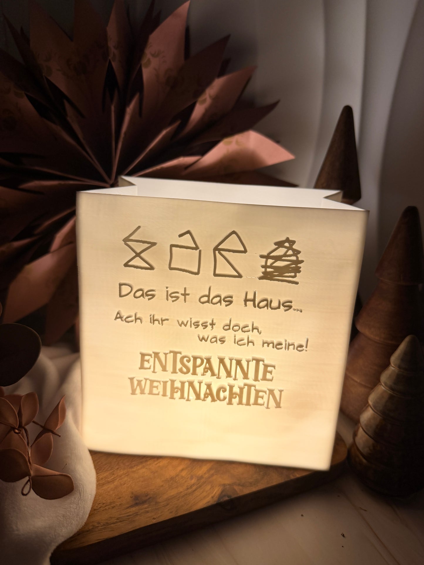 3D-Druckdatei - Windlicht - Papiertüte - Haus vom Nikolaus in XXL