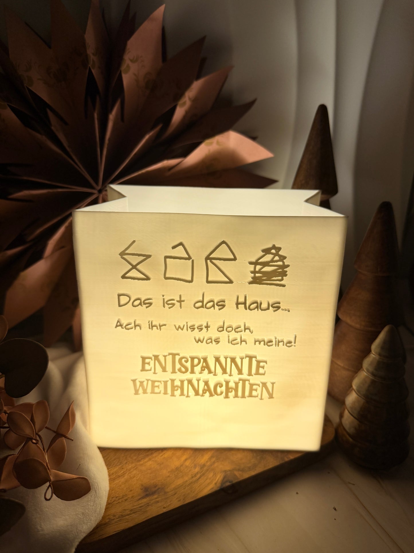3D-Druckdatei - Windlicht - Papiertüte - Haus vom Nikolaus in XXL