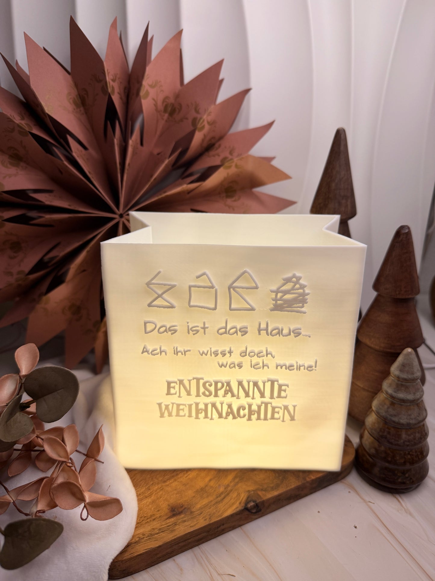 3D-Druckdatei - Windlicht - Papiertüte - Haus vom Nikolaus in XXL