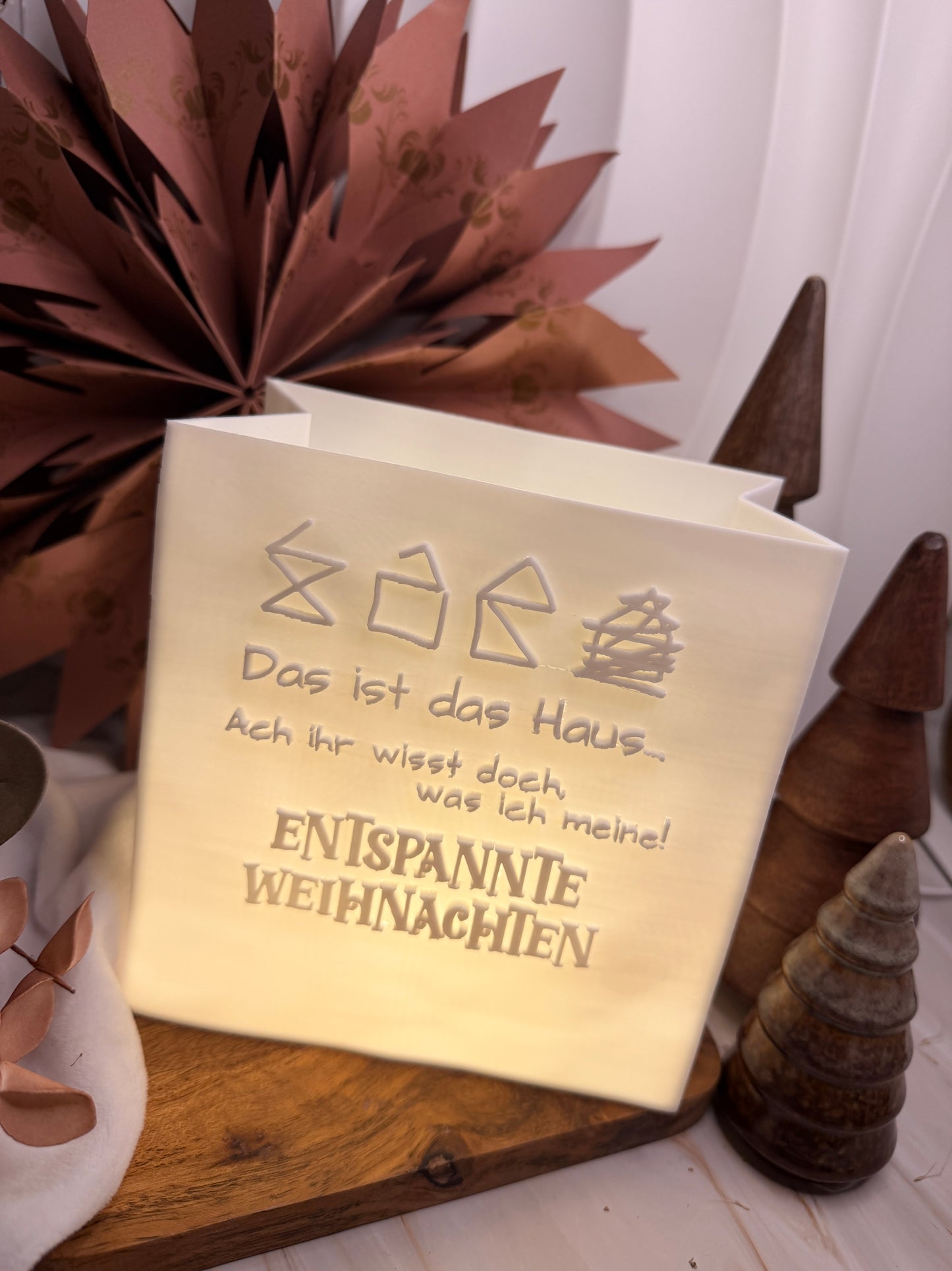 3D-Druckdatei - Windlicht - Papiertüte - Haus vom Nikolaus in XXL