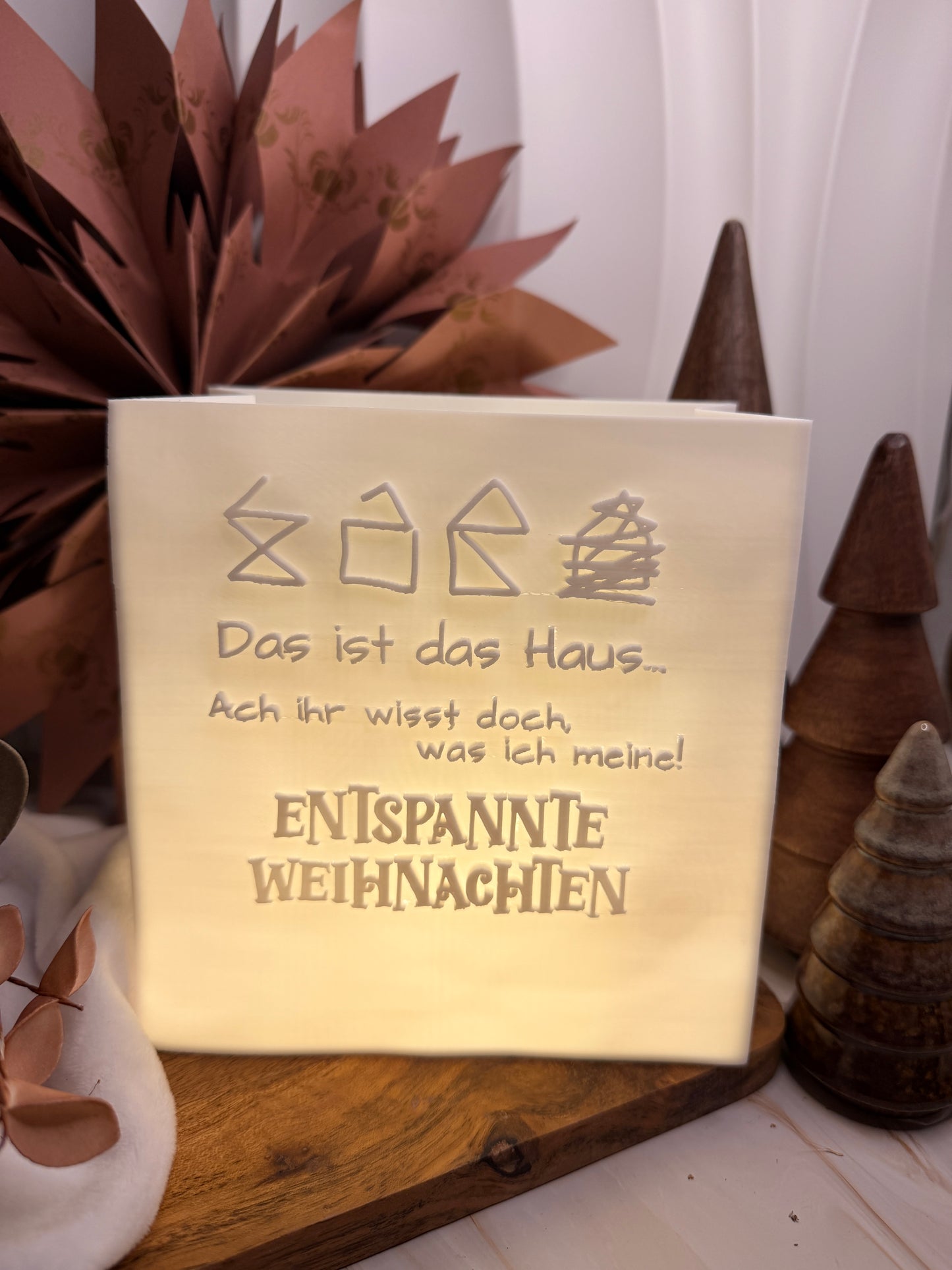 3D-Druckdatei - Windlicht - Papiertüte - Haus vom Nikolaus in XXL