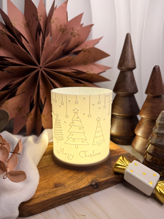 3D-Druckdatei - Windlicht - merry christmas sternenglanz