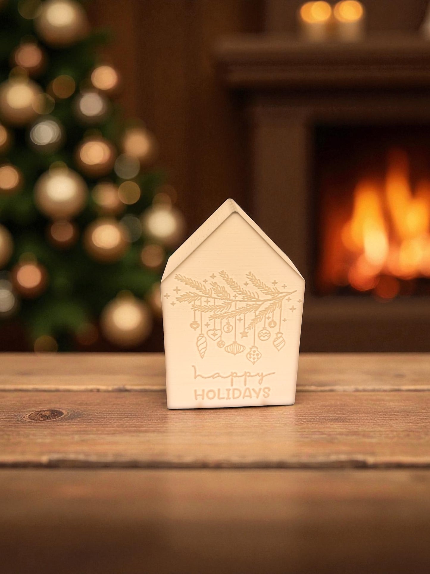 3D-Druckdatei - Teelichthaus - happy holidays