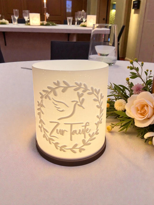 3D-Druckdatei - Windlicht - Taufe Taube