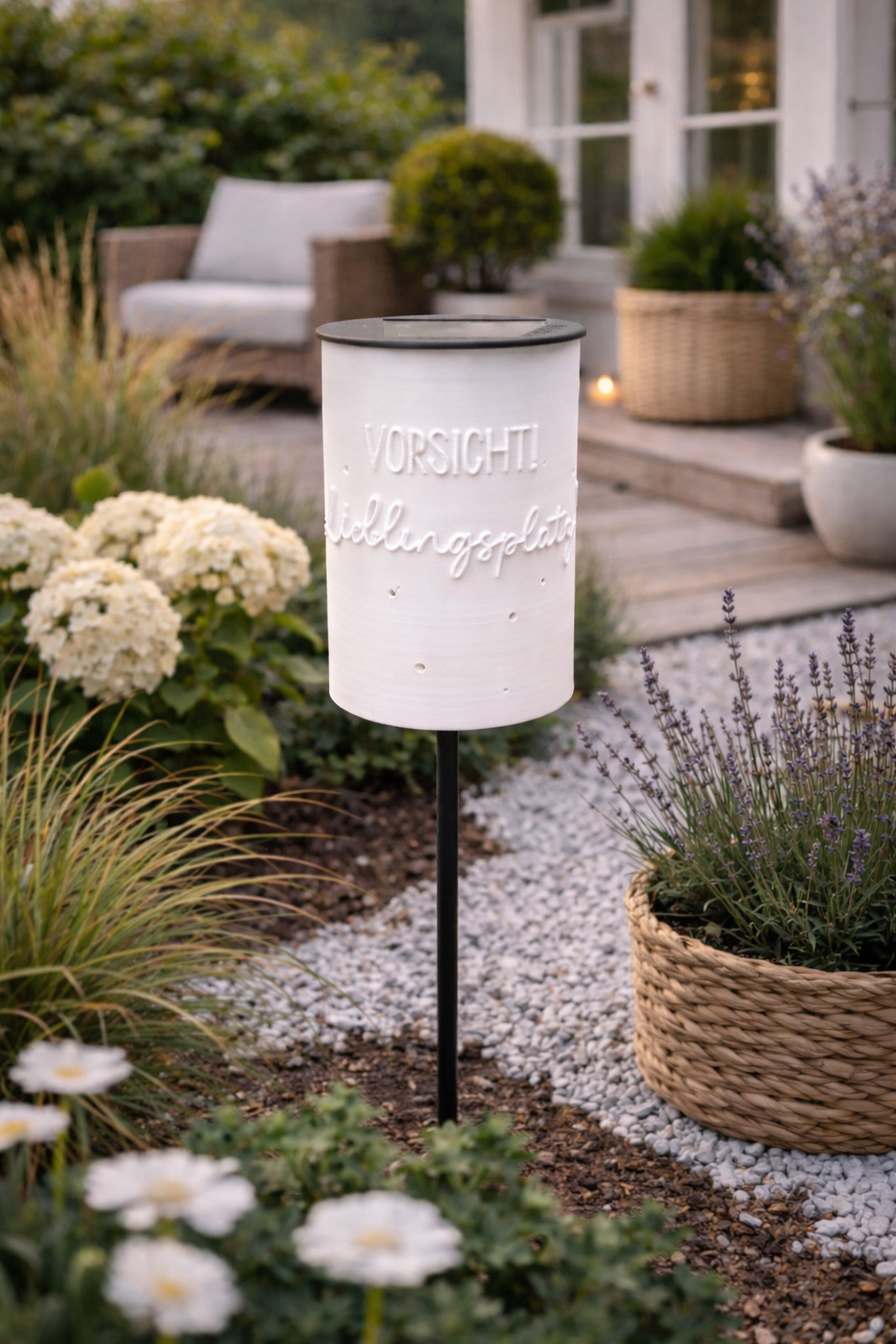 3D-Druckdatei - Windlicht - Vorsicht Lieblingsplatz - STL + 3MF - Deko  Solarlampe - Garten - LED-Licht