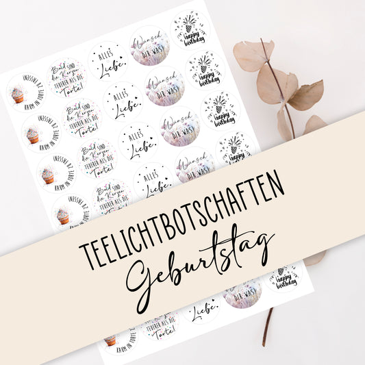 PDF Vorlage Teelichtbotschaften "Geburtstag"