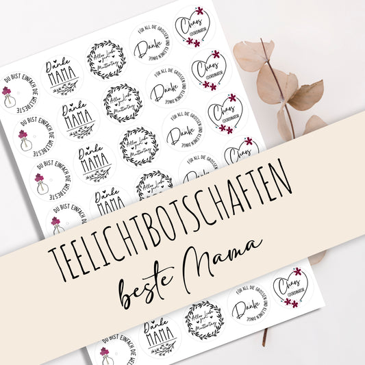 PDF Vorlage Teelichtbotschaften "beste Mama"