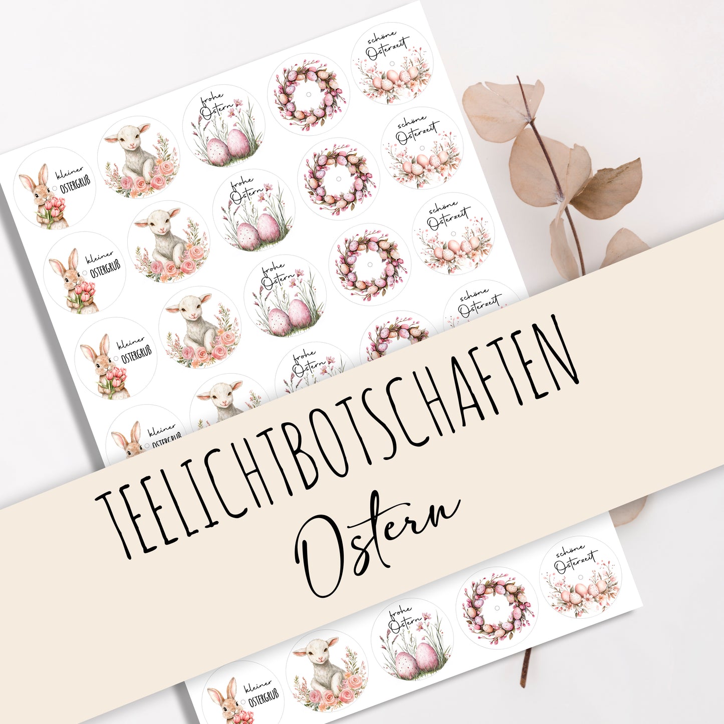 PDF Vorlage Teelichtbotschaften "Ostern"
