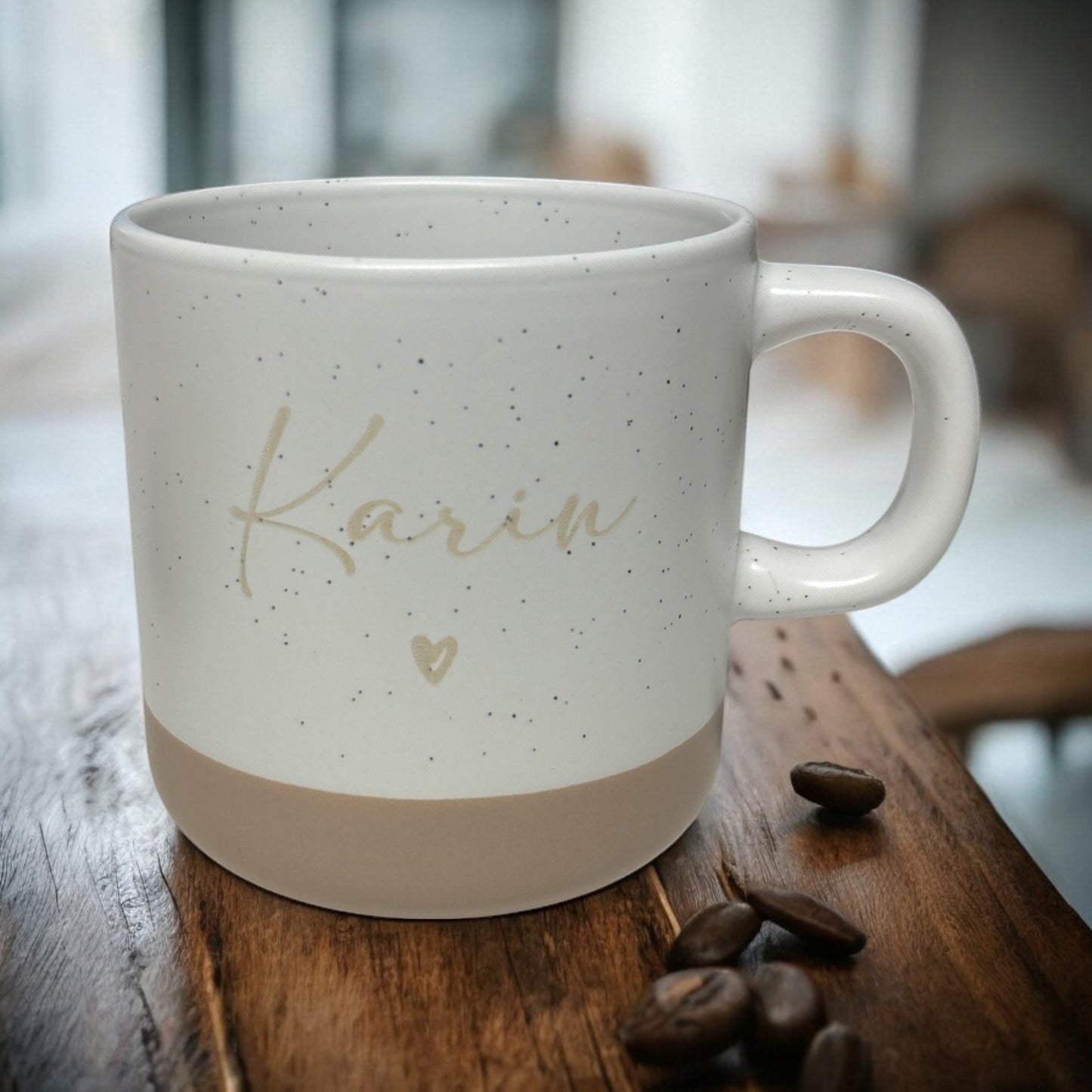 "Nachbarin mit Herz" Handgetöpferte Tasse