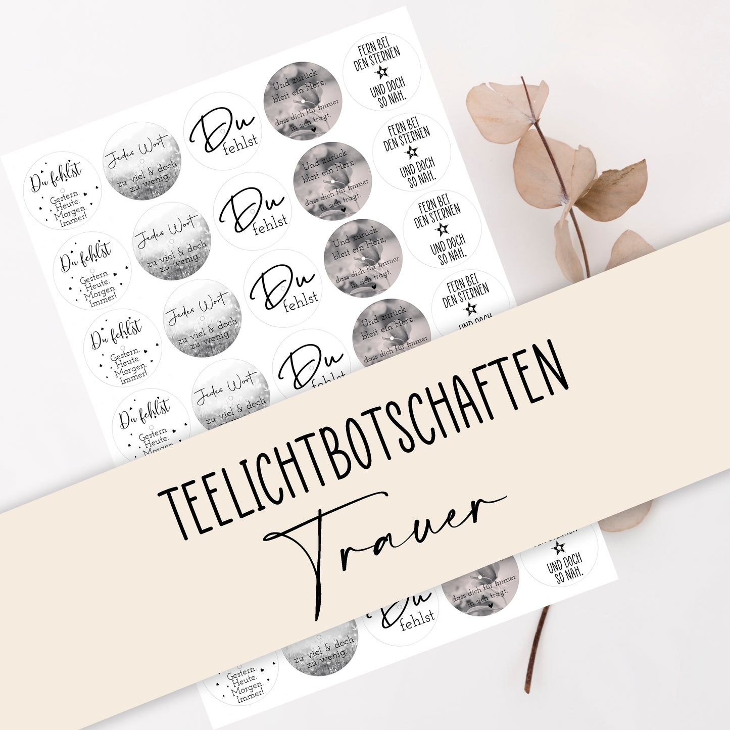 PDF Vorlage Teelichtbotschaften "Trauer"