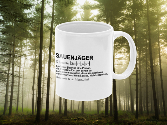 "Sauenjäger Text" Tasse in Keramik