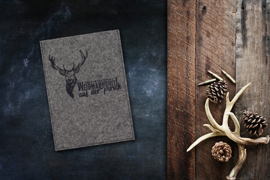 Jagdscheinhülle "Weidmannsheil" bedruckt aus Filz